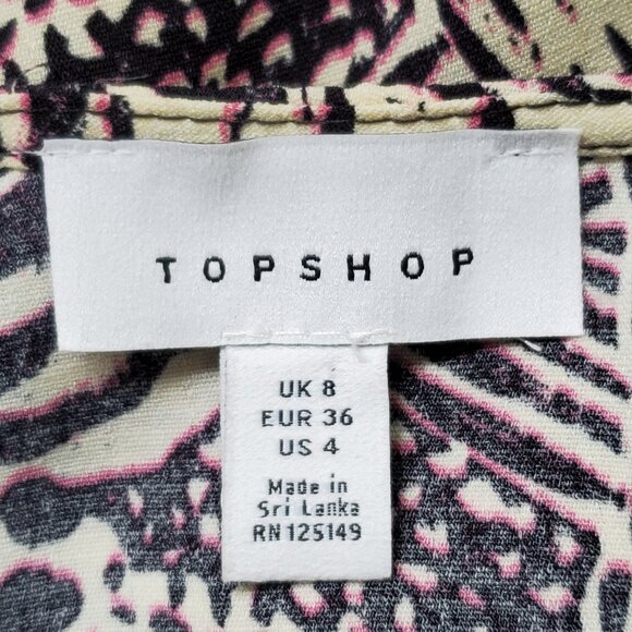 Topshop Margot Animal Print Contemporary Trendy V-Neck Top Size 4 - Picture 10 of 13